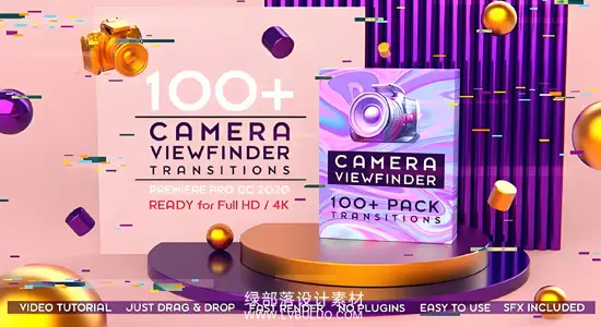 PR模板 100种摄像机相机对焦取景器快门效果转场过渡预设 Camera Viewfinder Transitions Pack 100+