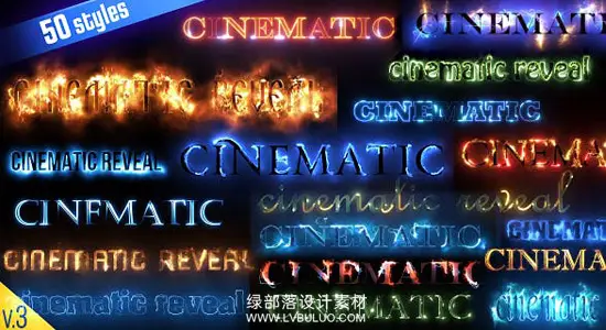 AE模板 50种发光文字能量激光火焰电流Saber描边标题动画 Cinematic Text Styles V3