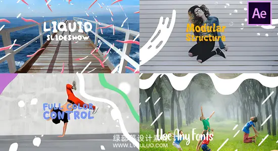 PR模板 10组卡通液体流体转场图形标题片头动画素材包 Colorful Liquid Slideshow