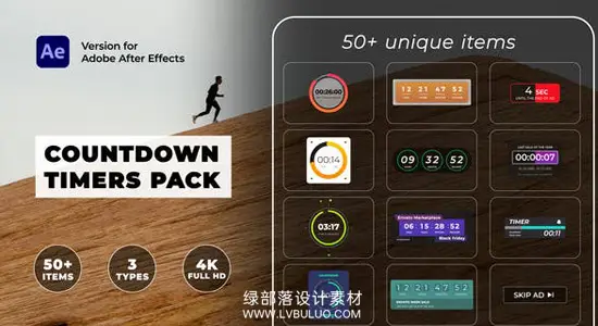 AE模板 50组数字倒计时动画现代可视化时间图形设计 Countdown Timers Pack