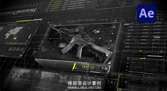 AE模板 未来军事HUD动画科技情报中心数据大屏科幻UI元素 Dark Digital Technology Slides