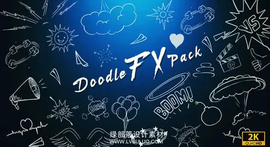 2K视频素材 100组可爱卡通线条涂鸦MG图形动画元素 Doodle Fx Pack