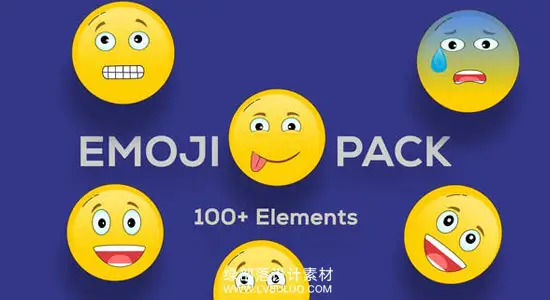 AE模板 100个可爱卡通黄脸表情符号动画 Emoji Animation Pack