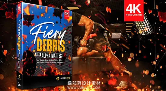 4K视频素材 53组火焰纸屑特效燃烧碎片飞舞合成动画 Fiery Debris