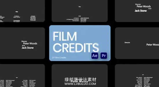 AE/PR模板 27组电影片头片尾动画演员职工制作人文字标题 Film Credits