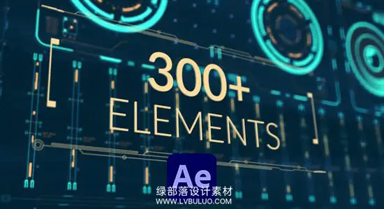 AE模板 300个科技感UI动画界面图形元素素材包 Fusion HUD Pack