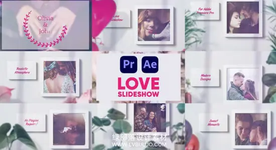 AE/PR模板 浪漫爱情相框电子相册照片组合动画 Love Slideshow