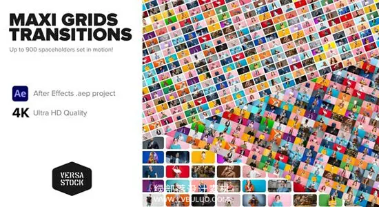 AE模板 多图网格照片墙展示照片墙转场过渡动画 Maxi Grid Transitions Video Wall 4K