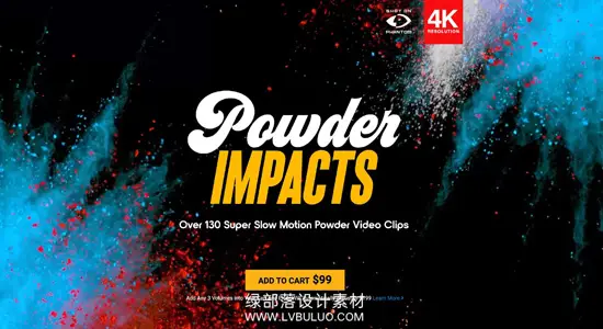 4K视频素材 130个炫彩粉末爆炸特效喷洒飞溅合成动画 Powder Impacts
