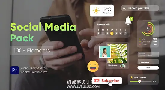 PR模板 100组社交媒体标题动画网络视频社交网站图形素材 Social Media Pack