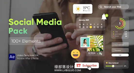 AE模板 100组社交媒体标题动画网络视频社交网站图形素材 Social Media Pack
