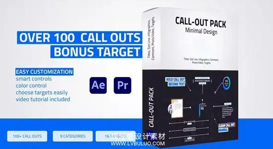 AE/PR模板 100组呼出文字标题动画现代线条展示介绍 Unique Call – Outs Pack