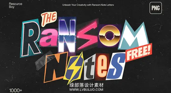 图片素材 1000+复古杂志剪切字母数字图形符号拼贴PNG包 1000+ Ransom Note Letters