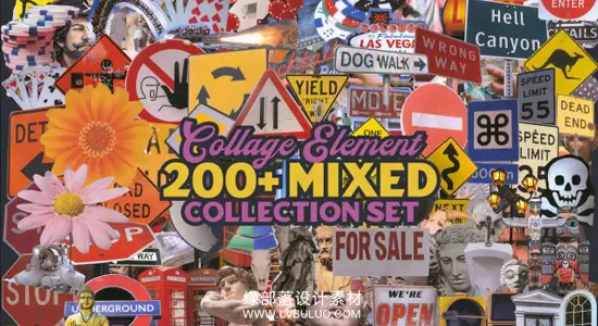 图片素材 200款混合拼贴元素复古杂志波普艺术剪贴画包 200 Mixed Collage Element Collection