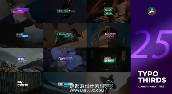 达芬奇模板 25款字幕条标题专业视频文字动画预设 25 Lower Thirds & Titles Pack v2