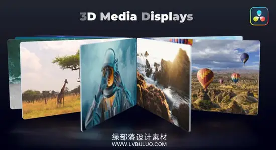 达芬奇模板 创意3D媒体卡片旋转展示幻灯片动画 3D Media Displays for DaVinci Resolve