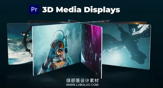 PR模板 科技时尚3D卡片旋转幻灯片媒体展示动画 3D Media Displays for Premiere Pro