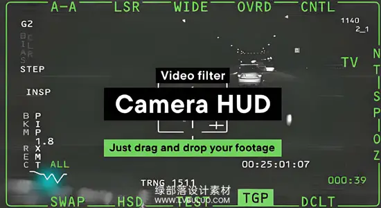 AE模板 航拍监控UI动画摄像机录制取景框画面叠加特效 Aerial Camera Drone Target HUD Video Effect Template