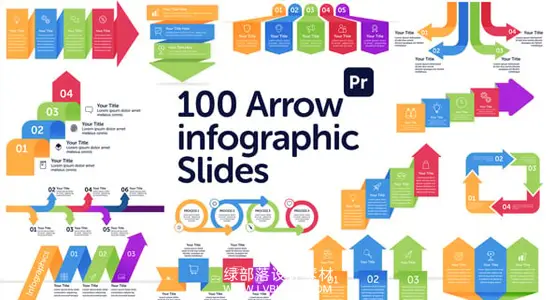 PR模板 102个时尚箭头图表数据统计信息排版动画 Arrow Infographics Slides for Premiere Pro