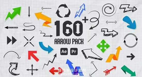 AE/PR模板 160组手绘箭头动画涂鸦方向指示标注图形 Arrow Pack
