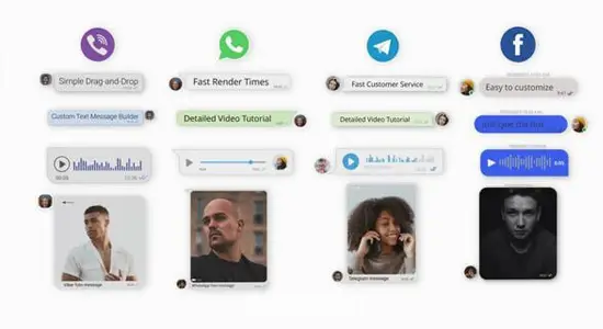 达芬奇预设 社交短信对话框聊天气泡文字效果动画包 AutoResize Text Messages Toolkit