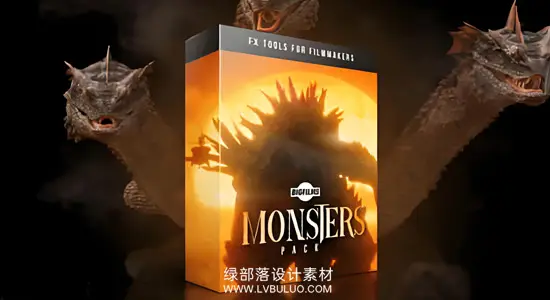 4K视频素材 610个恐龙怪兽飞龙特效蛇怪合成动画+音效 Bigfilms MONSTERS Pack
