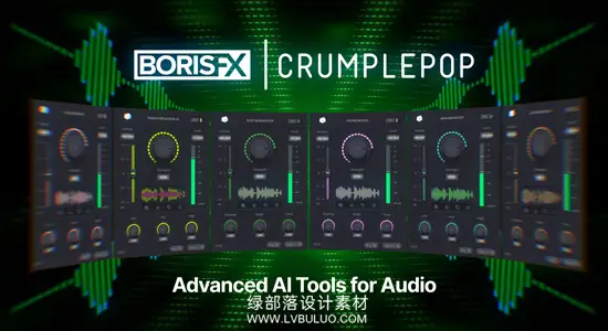 AU/PR/达芬奇/VST3插件 音频降噪去杂音爆破音风噪回响等修复增强工具 Boris FX CrumplePop Win