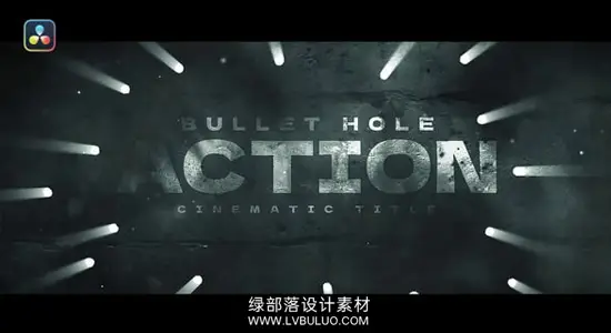 达芬奇模板 震撼大气纪录片开场电影感片头标题动画包 Bullet Hole Title