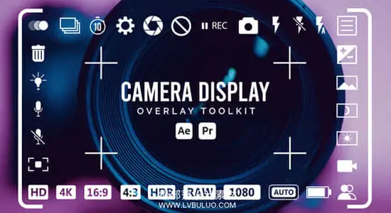 AE/PR模板 32个摄像机取景器动画视频录制对焦画面叠加特效 Camera Display Overlay Toolkit