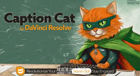 达芬奇预设 AI智能视频语音自动翻译转文字字幕旁白对话 Caption Cat for DaVinci Resolve