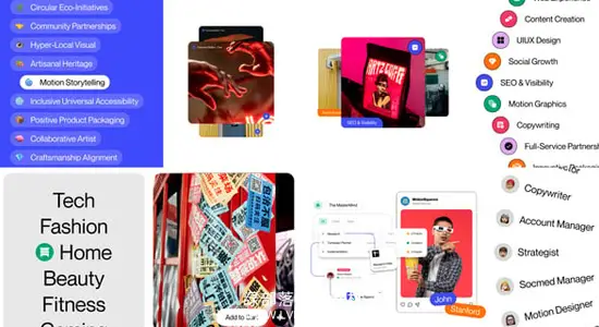 AE模板 简约时尚卡片列表同步轮播展示动画 Carousel Sliders