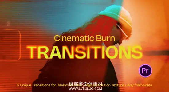PR模版 5款电影胶片灼烧光效闪烁视频过渡转场包 Cinematic Burn Transitions