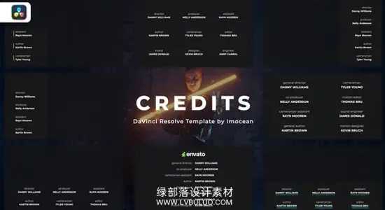 达芬奇预设 电影电视剧片尾演职人员名单字幕动画包 Credits for DaVinci Resolve