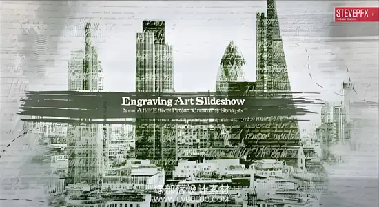 AE模板 雕刻艺术画视频特效名胜古迹幻灯片动画 Engraving Art Slideshow
