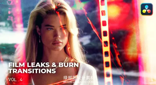 达芬奇模板 15个复古电影胶片漏光灼烧转场特效包合集 Film Leaks & Burn Transitions Vol.4