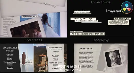 达芬奇模板 复古纸张纹理字幕排版片尾幻灯片转场包 History Pack for DaVinci Resolve