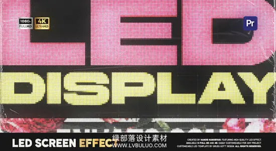 PR模板 LED电子屏像素化文字图像点阵显示特效 LED Display Effect
