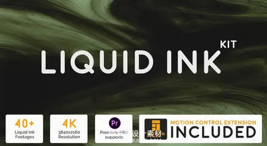 4K视频素材 40个黑色水墨流动动画溶解慢动作特效 Liquid Ink Kit