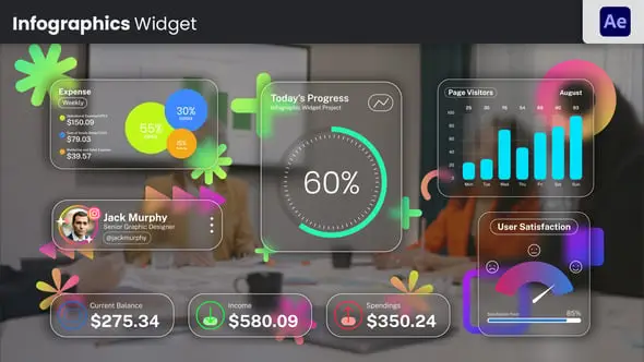 AE模板 现代数据可视化时尚信息图表控件动画 Infographic Widgets