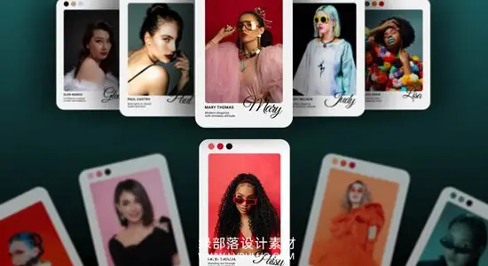 AE模板 时尚个人资料卡片旋转切换幻灯片动画 Profile Slideshow Cards