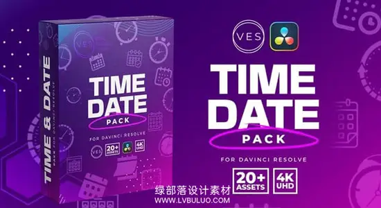 达芬奇预设 20组数字时钟日历简洁日期动画模板 Time & Date Pack