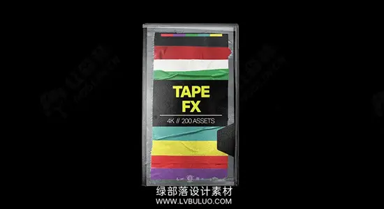 图片素材 300个嘻哈复古红黑灰黄警示胶带叠加特效 Tropic Colour – Tape FX