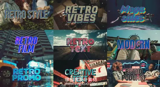 PR模板 9个复古风格卡通电影怀旧的视觉效果文字标题动画 Vintage Retro 09 Text Intro Pack MOGRT