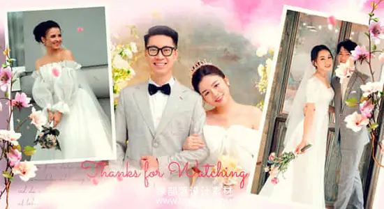 PR模板 温馨婚礼相册动画优雅爱情回忆幻灯片纪录片 Wedding photo slideShow Mogrt