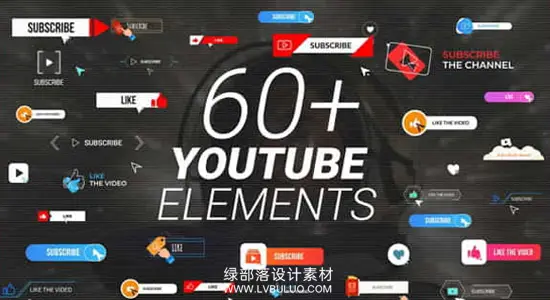 PR模板 60个自媒体提示动画点赞关注订阅UP主图形标题 YouTube Buttons Subscribe Pack MOGRT
