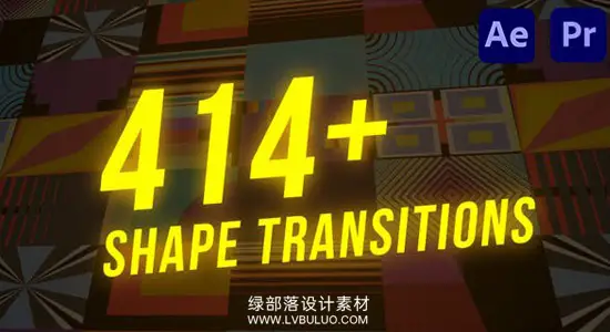 AE/PR模板 414个彩色动态MG几何图形转场过渡特效 414+ Shape Transitions