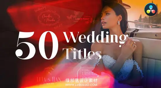 达芬奇模板 50款婚礼标题浪漫爱情主题文字动画 50 Wedding Titles