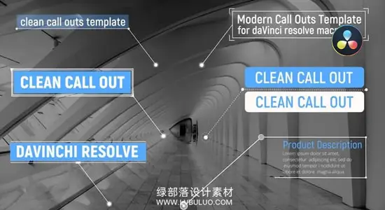 达芬奇预设 20个清爽呼出标注极简动态文字指示动画 Clean Callouts V.1