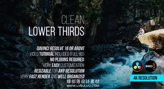 达芬奇预设 12个清爽字幕条极简动态文字标题动画 Clean Lower Thirds for DaVinci Resolve
