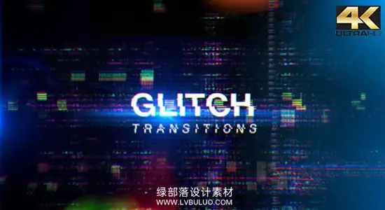视频素材 20个信号故障画面像素破损干扰抖动转场过渡动画 Glitch Transitions 4K